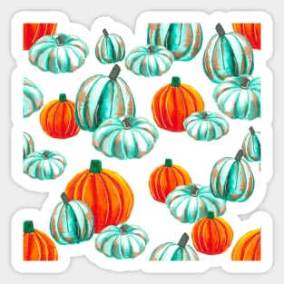 Watercolor Halloween Pumpkins - Orange & Teal Sticker